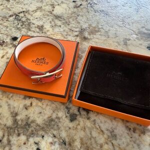 Hermes Bracelet Behapi Double Tour Reversible Red/Orange